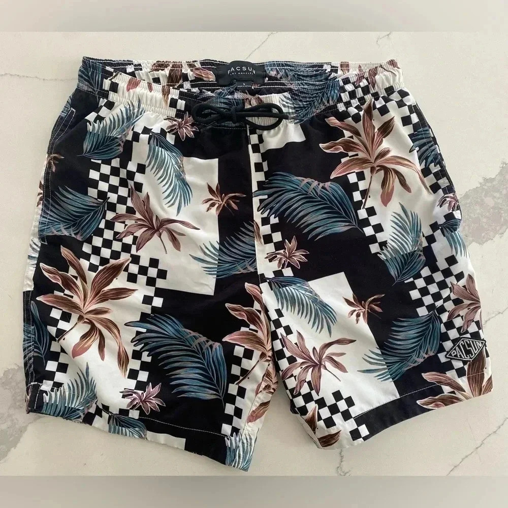 Pacsun Tropical Hawaiian Drawstring Lined Swim Cruise Board Shorts Men's S EUC